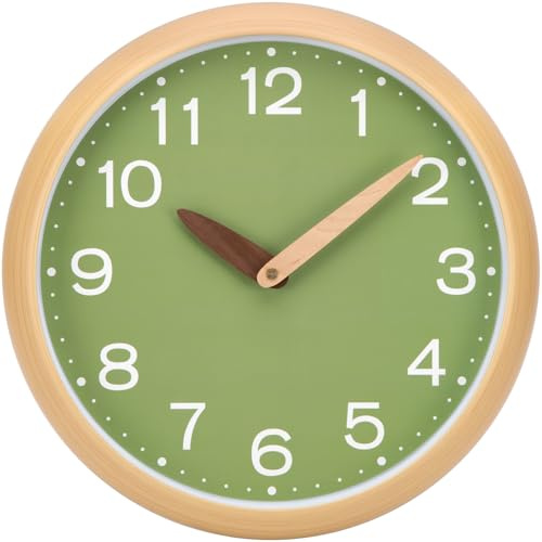 VIVILINEN Orologio da Parete Silenzioso, Design Moderno e Originale, Venatura del Legno, Cornice in Plastica, per Cucina, Soggiorno, Camera da Letto, Ufficio, 30 cm