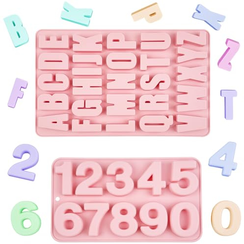2 Stück Silikonform Buchstaben Und Zahlen,Gießform für Schokolade Ohne BPA | Silikonformen Geeignet Bei Kuchen,Keksen,Süßigkeiten, Mini-Fondant,Feiner Deko,Flexibel,Leicht Lösbar,Wiederverwendbar