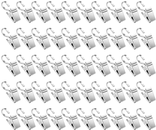 Ganci per drappeggio con clip, clip per drappeggio con gancio, 50 x per feste clip S ganci - ganci per tende da sole in acciaio inossidabile robusti, display per artigianato artistico per foto