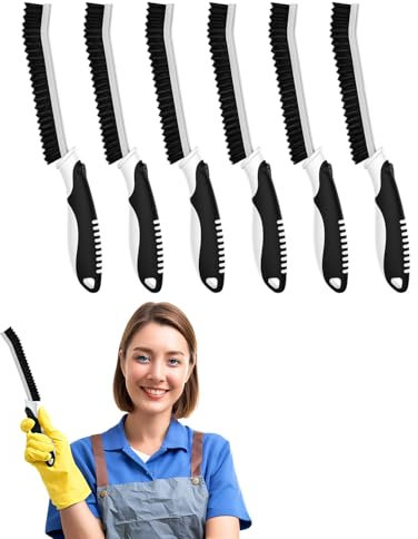 Cleangor Brosse à Joints, Brosses Nettoyage Salle de Bain avec Poignée Ergonomique, Brosses à Récurer, Brosse à Poils Durs pour Salle de Bain, Cuisine, Rainures de Fenêtre et Carreaux (6, Noir)