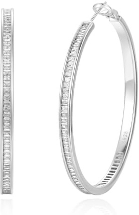 VEEDOFA Orecchini a Cerchio Grandi in Argento Sterling 925 con Strass per Donna - Orecchini Spessi con Diamanti per Donna