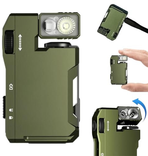 G5 Rechargeable EDC Flashlight, Magnetic Flashlight 400 Lumens Dual Light Source, Portable Flat Pocket Flashlights with RGB,180°Rotation, 3 Modes, for Outdoor & Emergency (Green)