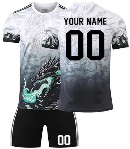 R. M. Football Kits for Boys Personalised Football Kit with Name Number Custom Jersey Shirts & Shorts Set for Men Football Gifts for Kids Adult #A08
