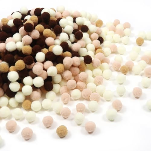 TOAOB 720 Stück Pompons zum Basteln 1 cm Kaffee Farbe Serie Flauschigen | Hochelastische Bälle Kunst Bommel für Dekorieren, Verzieren Nähen DIY Lustige Kreativen Handwerk