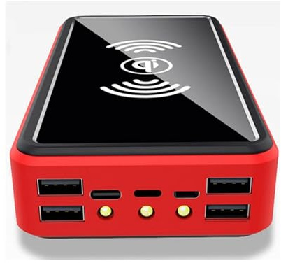 Batterie Externe, Chargeur Portable Solaire 100 000 mAh, Rechargeable, pour téléphone Portable, Rouge