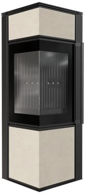 Kaminofen Stahl KRATKI TORA S8kW Ø150 Quarzsinter FOKOS SALE schwarz Verkleidung