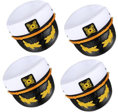 BESPORTBLE 4pcs Embroidered Navy Cap for Sailors Adjustable Captain Hat for Boating Yacht Captain Hat Sailors Women for Halloween Party Costumes