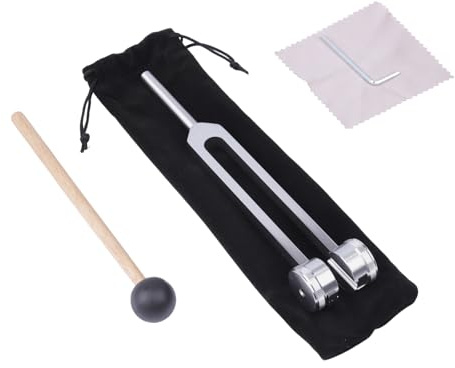 128 Hz Stimmgabel Set zur Klangheilung – Therapeutische Stimmgabel aus hochwertiger Aluminiumlegierung mit Silikonhammer, Aufbewahrungstasche und Inbusschlüssel, Ideal für Meditation und Entspannung