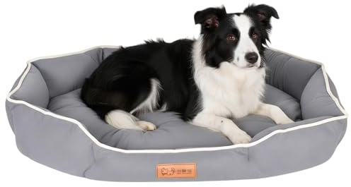 Luxvara Hundekissen, kuscheliges Heimtierbett für Hunde und Katzen, weiches Hundebett Grau Orthopädisches Hundebett für Kleine und Mittelgroße Hunde Katzen (L (70 x 50 x 13 cm) mit festem Boden)