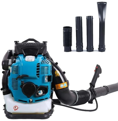 Profi Benzin Laubbläser 4-Takt 1000cc Mit 2,0L Tank, Rucksack Blasgerät Mit 10000 U/min, Leise Und Stark Für Laub, Schnee, Sta-ub Und Baustellen, Ideal Für Privat Und Gewerbe(Blue)