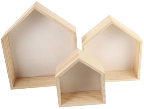 MOTHNUR 3 Stück Teiliges Holz Hausform Weiß Kreatives Aufbewahrungsregal für Wohnzimmer Schlafzimmer Platzsparendes Dekoratives Regalbrett zur Wandmontage Praktisches Storage Shelf