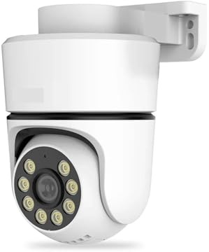 IHYGKO Telecamera IP 4K POE PTZ Sicurezza Onvif Visione notturna a colori for esterni Smart AI P2P Inclinazione panoramica con rilevamento del movimento Slot SD audio bidirezionale(5MP POE)