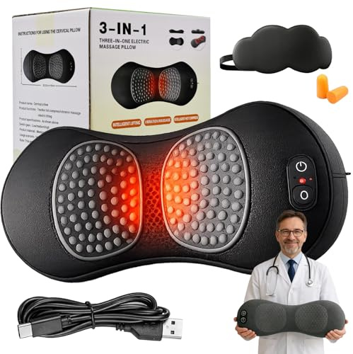 2026 New Theraback 3 in 1 Back Therapy, Prevalnt Theraback 3-in-1 Back Massager, Electric Sciatica Massager with Traction Lifting, Vibration&Heat, Portable&Plug-in for Neck,Shoulder, Backs (Black)