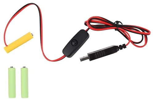 USB To 4.5V (3x1.5V) LR6 AA Dummy Battery Eliminators Substitute Cable With ON OFF Switches For String Lights, Christmas Lights, Toys - USB to AA