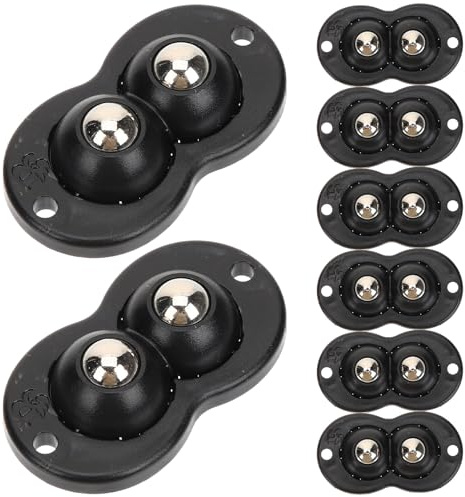ULTECHNOVO Self Adhesive Mini Swivel Caster Wheels 4pcs Black Double Ball Bearing Small Rollers for Storage Boxes Trash Cans Furniture Moving Base Accessories