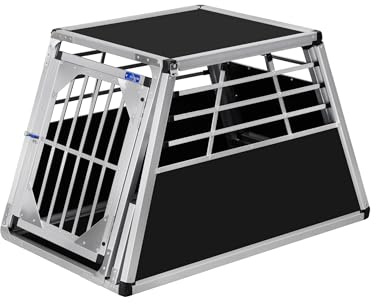 ALPUNA Transportbox N95 – Aluminium Einzelbox für Hunde 100×60×62,5 cm, Auto Hundebox mit Notausstieg, sicherer Hundetransport im Kofferraum