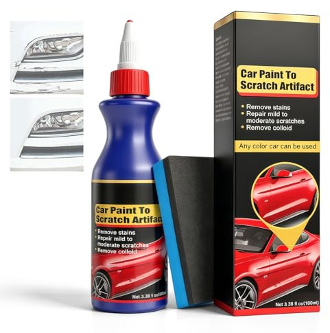 Arañazos Coche Profesional con Esponja, Removedor de Rayones Profundos para Pintura, Reparación Rápida y Eficaz, Kit Limpieza Coche 100ml