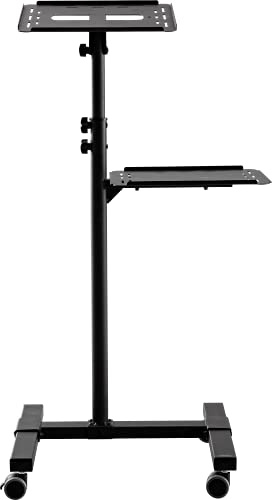 celexon Projektionstisch PT3020 | 95–145 cm höhenverstellbar | 12° neigbar | mobiler Beamer-Tisch mit 2 Ablageflächen: 35x30cm & 36,3x30cm | belastbar bis 10 kg | ideal für Büro, Schule & Konferenzraum