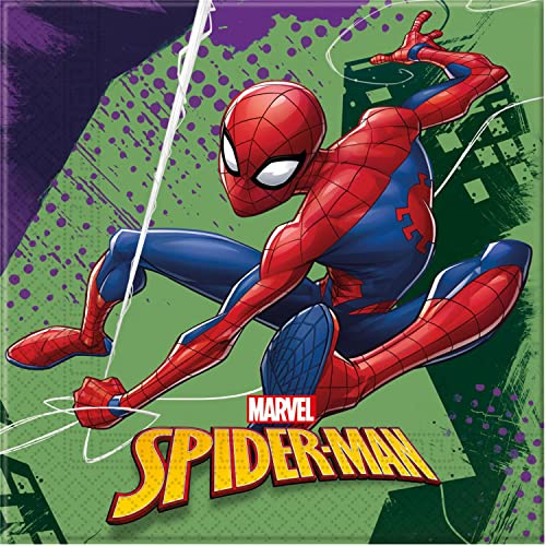 Marvel Lot de 20 Serviettes en Papier Spiderman Team up 33x33 cm