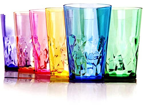 SCANDINOVIA – Juego de 6 vasos grandes irrompibles de 560 ml – Fabricados en Japón – Plástico acrílico premium – Vasos reutilizables para agua – Apilables y aptos para lavavajillas
