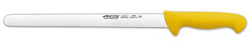 Arcos Serie 2900 - Caja 6 uds Cuchillo Fiambre Flexible - Hoja de Acero Inoxidable NITRUM de 300 mm - Mango inyectado en Polipropileno Color amarillo (6 UDS)