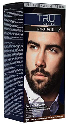 TRU Men Bart-Coloration Färbemittel, 30ml (80 - Natur Schwarzbraun) – Perfekte Abdeckung grauer Haare für ein natürliches Bartstyling