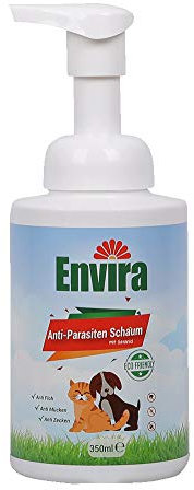 Envira Anti-Parasiten Schaum für Hunde & Katzen - Trockenwäsche gegen Zecken, Flöhe & Mücken - 350 ml mit Spender