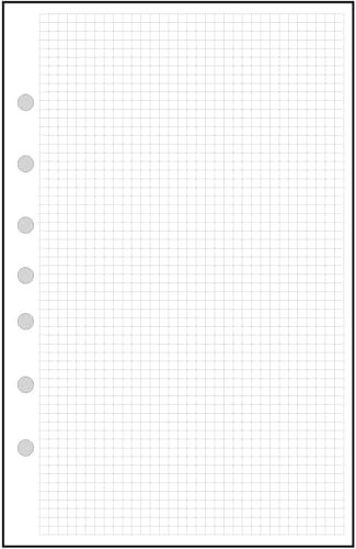 Klassische Größe Millimeterpapier-Nachfüllpackung, 0,3 cm Abstand, Größe und Lochung mit 7 Löchern für 7-Ring-Notizbücher wie Franklin, etc. (14 x 21,6 cm)