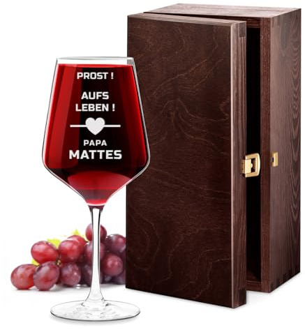 Maverton Rubin XL Weinglas mit Gravur - 490 ml - Wein Glas personalisiert - Rotweinglas Weißweinglas - Geschenke für Männer zum Geburtstag - Männergeschenke - personalisierte Geschenke