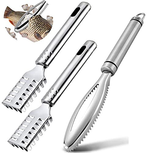 Escamador de Pescado Acero Inoxidable Removedor Raspador Acero Inoxidable Raspador de Escala Raspador de Escamas de Pescado Cepillo Removedor Pescado de Acero Herramienta Cocina FáCil Manejo Raspador