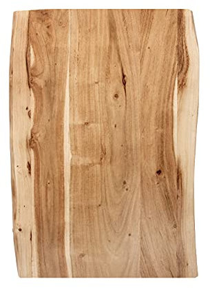 SAM Tischplatte 60x40 cm Tonia, Holzplatte Akazienholz massiv + naturfarben + lackiert, Baumkanten-Platte für Heimwerker, Arbeitsplatten, Tische & Fensterbretter