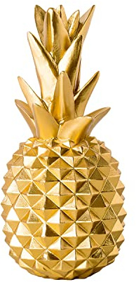 Shelfmade Goldene Ananas Deko - Wohnzimmer Tischdeko aus Kunstharz-Polyresin - Silvester & Hochzeitsdeko Geschenk - Modern Gold Pokal