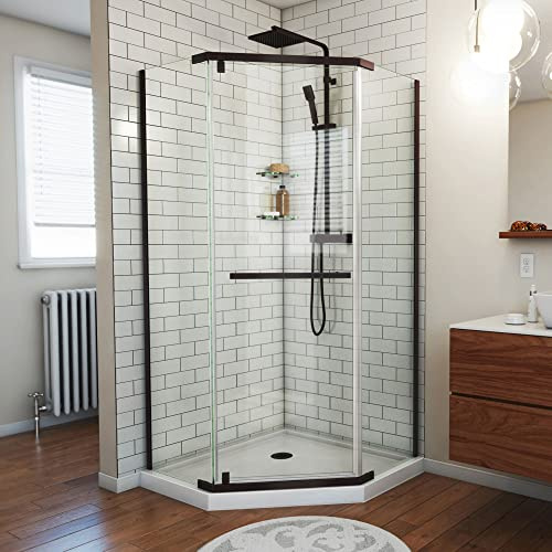 DreamLine Prism 34 1/8 inch x 72 inch Frameless Neo-Angle Pivot Shower Enclosure in Oil Rubbed Bronze
