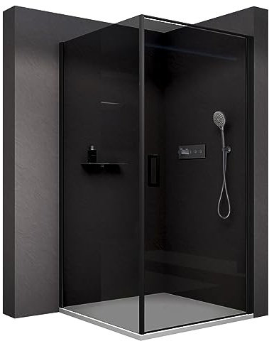 BERNSTEIN Duschkabine 100x80cm Höhe 195cm Eckdusche Fronteinstieg Duschabtrennung NT416 mit Rahmen mit Hebe- Senktür und Schwallschutzleiste, 8 mm ESG Sicherheitsglas in Klarglas mit Nanobeschichtung