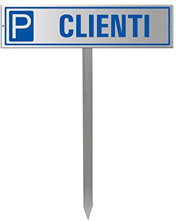 Cartello di parcheggio con paletto d'impatto - Clienti | Cartello 400 x 100 mm + supporto + post d'impatto Altezza = 750 mm