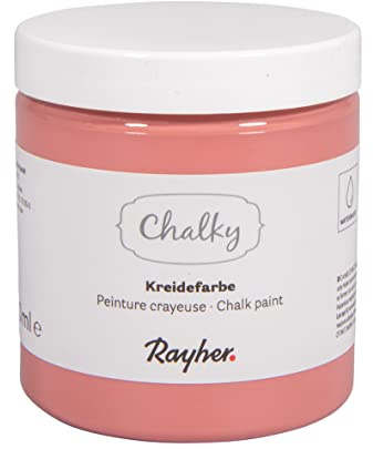 Rayher Chalky, Kreidefarbe auf Wasserbasis, ziegelrot, für Shabby-Chic, Vintage- und Landhaus-Stil-Looks, Dose 230 ml, 35048288