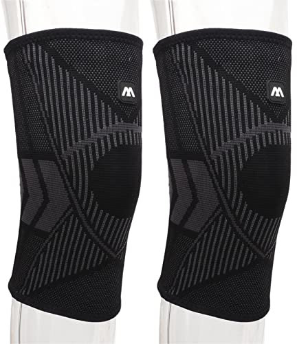 Alomejor Soporte de Rodillera, 1 par de Manga de Compresión de Rodilla, Manga de Rodillera Elástica Transpirable de Punto de Nailon Negro para Deportes de Fitness (L)