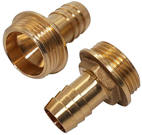 SKIR'CO 2 piezas de rosca macho de latón de 2,5 cm x 20 mm, adaptador de púas de manguera, conector de cola de manguera, rosca BSP