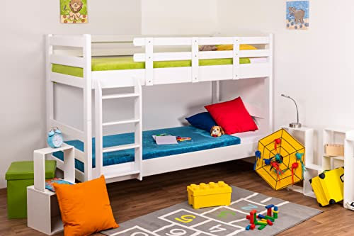 Etagenbett Stockbett Easy Premium Line K17, Buche Vollholz massiv Weiß, Liegefläche: 90 x 200 cm (B x L), teilbar