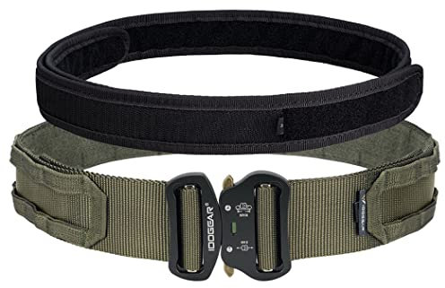 IDOGEAR 2 Zoll Taktischer Gürtel Combat Schnellverschlussschnalle Rigger Gürtel im Militärstil Molle Strapazierfähiges Gurtsystem 2 Zoll Außengurt und 1,75 Innengurtset (Large, Ranger Green-RG)