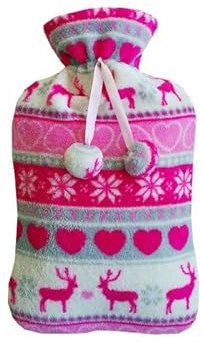 Gestrickter Wärmflaschenbezug – groß, 2000 ml, kältebeständig, waschbar, abnehmbar, hitzebeständig – sicher und stilvoll (Farbe: Rosa)