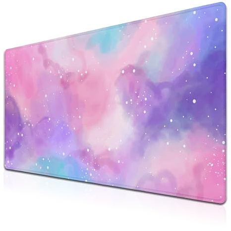 Samgula Pink Purple Large Gaming Mouse Pad for Women - Office Desk Pad, Waterproof, Non-Slip Rubber Base, 35.4 x 15.7