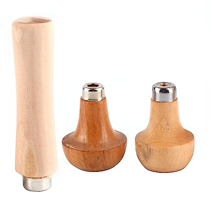 ANKROYU 3 Stück Feilengriff, Feilenheft Holzgriff, Schneidefeilengriff, Rutschfester Holzfeilengriff mit Metallkragen, Ergonomische Feilengriffe für Feilen Raspeln, Langlebiger Griff für Handwerk DIY