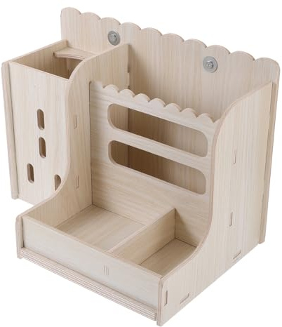 minkissy Comedero de Madera y Conveniente para Añadir Alimento Fácil de Limpiar Soporte para Heno para Conejos y Cobayas en Jaulas Pequeñas