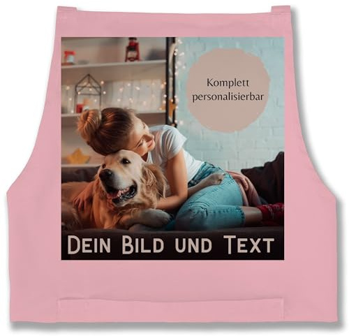 Schürze - Erwachsene - Foto Bild Geschenk I Dein Bild und Text - 85x69 - Rosa - personalisierte geschenke koch kochschürze damen selbst drucken logo backschürze muttertagsgeschenk