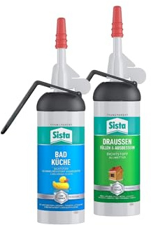 Sista BAD KÜCHE transparenter, schimmelresistent ausgestatteter Dichtstoff (1x100ml) Spender und DRAUSSEN Füllen & Ausbessern, transparenter Dichtstoff (1x100ml) Spender