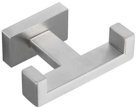 KSIEE Doppelter Handtuchhaken für Badezimmer, 304 Edelstahl, robuster Doppel-Kleiderhaken für Badezimmer, Wohnzimmer, Küche, Wandmontage (Silber)