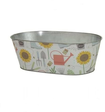 RiloStore Lot de 3 bols en zinc avec arrosoir - O151 - Pour la culture des herbes - 25 x 14 x 10 cm - Décoration de jardin