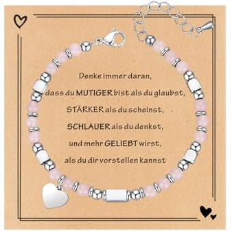 TOLOWOBK Geschenke für Mädchen Damen Edelstein Chakra Armband Mädchen Herz Charm Perlenarmband Heilsteine Perlen Armbänder Weihnachtsgeschenke Geburtstag Geschenke für Tochter Enkelin Schwester