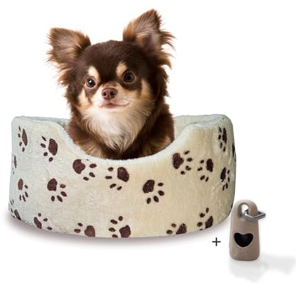 Rohrschneider Hundebett rund für kl. Hunde, Wendekissen Kissen, Gr. S